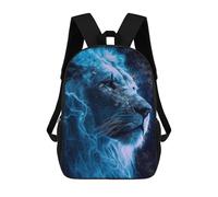 sinyumoney 3D Printed Blue Lion Majesty -2 School Backpack With Big Pockets for Kids Children's Backpacks Boy Girl Book Bags Kids School Bag 17inch