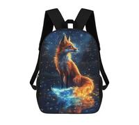sinyumoney 3D Printed Blue Neon Fox And The Moon School Book Bags Fashion Kids Large Capacity Backpack Children School Bag Travel Rucksacks 17inch