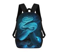 sinyumoney 3D Printed Blue Snake Splash School Bag Boys Girls Children's 17inch Backpack School Backpack Casual Fashion Backpack for in School Or Travel