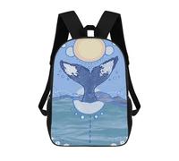 sinyumoney 3D Printed Blue Whale School Bag Boys Girls Children's School Backpack Casual Fashion Backpack for in School Or Travel 17inch