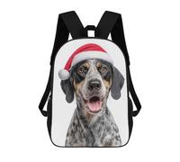 sinyumoney 3D Printed Bluetick Coonhound Dog with Santa Hat Portrait School Bags Kids 17inch Backpacks Casual Fashion School Bag Backpacks Book Bags for Boys Elementary And Middle School Students