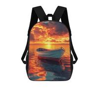 sinyumoney 3D Printed Boat Reflections at Sunset Children's 17inch School Backpack for Kids High Capacity Travel Rucksacks Fashion Book Bags Kids School Bag