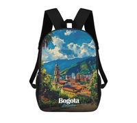 sinyumoney 3D Printed Bogota, Colombia Cityscape Illustration Children Backpacks Kids Cute School Backpack Outdoor Casual Daypack for Boys Middle School Students 17inch