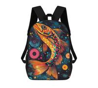 sinyumoney 3D Printed Bold And Colorful Trout Art Children Backpacks Kids Cute School Backpack Outdoor Casual Daypack for Boys Middle School Students 17inch