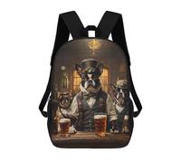 sinyumoney 3D Printed Boston Terrier Beer Dogs School Book Bags Fashion Kids Large Capacity Backpack Children School Bag Travel Rucksacks 17inch