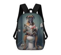 sinyumoney 3D Printed Boxer Dog on The Toilet Children Backpacks Kids Cute School Backpack Outdoor Casual Daypack for Boys Middle School Students 17inch
