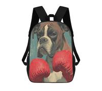 sinyumoney 3D Printed Boxer Dog with Boxing Gloves Children Backpacks Kids Cute School Backpack Outdoor Casual Daypack for Boys Middle School Students 17inch