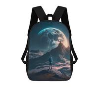 sinyumoney 3D Printed Boy Looking at The Moon Children Backpacks Kids Cute School Backpack Outdoor Casual Daypack for Boys Middle School Students 17inch