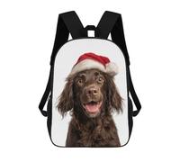 sinyumoney 3D Printed Boykin Spaniel Dog with Santa Hat Portrait School Backpack for Kids Children's 17inch Backpacks Boy Girl Book Bags Kids School Bag