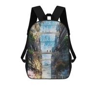 sinyumoney 3D Printed Bridge to The Future Cityscape Children's School Backpack for Kids High Capacity Travel Rucksacks Fashion Book Bags Kids School Bag Back Pack 17inch