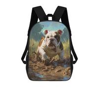 sinyumoney 3D Printed Bulldog in Mud Painting Children's 17inch School Backpack for Kids High Capacity Travel Rucksacks Fashion Book Bags Kids School Bag