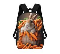 sinyumoney 3D Printed Bunny in Carrot Basket School Backpack With Big Pockets for Kids Children's Backpacks Boy Girl Book Bags Kids School Bag 17inch