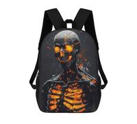 sinyumoney 3D Printed Burning Skeleton School Backpack for Kids Children's 17inch Backpacks Boy Girl Book Bags Kids School Bag