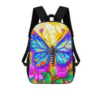 sinyumoney 3D Printed Butterfly on A Yellow Children School Backpack Fashion Rucksack Casual Travel 17inch Backpacks Large Capacity Daypack for Boys Girls