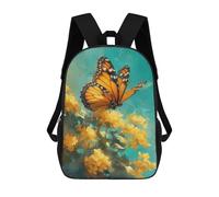 sinyumoney 3D Printed Butterfly on Flowers Children School Backpack Fashion Rucksack Casual Travel 17inch Backpacks Large Capacity Daypack for Boys Girls