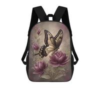 sinyumoney 3D Printed Butterfly on Purple Flowers School Backpack With Big Pockets for Kids, Children's Backpacks Book Bags Kids School Bag 17inch