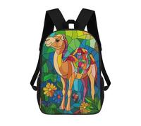 sinyumoney 3D Printed Camel Stained Glass Art School Book Bags Fashion Kids Large Capacity Backpack Children School Bag Travel Rucksacks 17inch