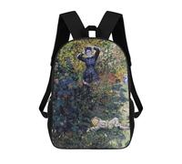 sinyumoney 3D Printed Camille And Jean Monet Children School Backpack Fashion Rucksack Casual Travel 17inch Backpacks Large Capacity Daypack for Boys Girls