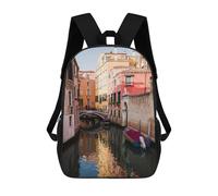 sinyumoney 3D Printed Canal at Sunset in Venice School Backpack With Big Pockets for Kids Children's Backpacks Boy Girl Book Bags Kids School Bag 17inch