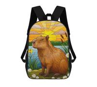 sinyumoney 3D Printed Capybara by The Lake at Sunset School Backpack Book 17inch Bags Fashion Backpacks Large Capacity Backpack Children Travel Rucksacks