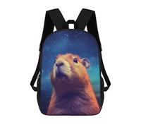 sinyumoney 3D Printed Capybara Night Galaxy Children School Backpack Fashion Rucksack Casual Travel 17inch Backpacks Large Capacity Daypack for Boys Girls