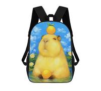 sinyumoney 3D Printed Capybara with Orange Fruit School Bag Boys Girls Children's School Backpack Casual Fashion Backpack for in School Or Travel 17inch