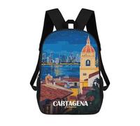 sinyumoney 3D Printed Cartagena Colombia Cityscape at Night Children Backpacks Kids Cute School Backpack Outdoor Casual Daypack for Boys Middle School Students 17inch