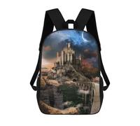 sinyumoney 3D Printed Castle in The Sky -5 Children's School Backpack for Kids High Capacity Travel Rucksacks Fashion Book Bags Kids School Bag Back Pack 17inch