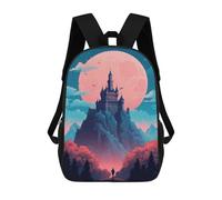 sinyumoney 3D Printed Castle Neuschwanstein Children's School Backpack for Kids High Capacity Travel Rucksacks Fashion Book Bags Kids School Bag Back Pack 17inch
