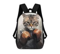 sinyumoney 3D Printed Cat Boxing Red Gloves School Book Bags Fashion Kids Large Capacity Backpack Children School Bag Travel Rucksacks 17inch