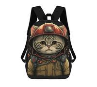 sinyumoney 3D Printed Cat Firefighter Hero -2 School Bag Boys Girls Children's School Backpack Casual Fashion Backpack for in School Or Travel 17inch