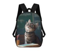 sinyumoney 3D Printed Cat in Glasses Studying Children's 17inch School Backpack for Kids High Capacity Travel Rucksacks Fashion Book Bags Kids School Bag