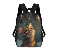 sinyumoney 3D Printed Cat Under Christmas Tree Children's 17inch School Backpack for Kids High Capacity Travel Rucksacks Fashion Book Bags Kids School Bag