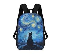 sinyumoney 3D Printed Cat Under Starry Night School Bag Boys Girls Children's School Backpack Casual Fashion Backpack for in School Or Travel 17inch