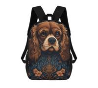 sinyumoney 3D Printed Cavalier King Dog Petite Children School Backpack Fashion Rucksack Casual Travel 17inch Backpacks Large Capacity Daypack for Boys Girls