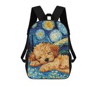 sinyumoney 3D Printed Cavoodle Puppy Sleeping School Bag Boys Girls Children's 17inch Backpack School Backpack Casual Fashion Backpack for in School Or Travel