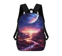 sinyumoney 3D Printed Celestial Wilderness Children's 17inch School Backpack for Kids High Capacity Travel Rucksacks Fashion Book Bags Kids School Bag