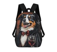 sinyumoney 3D Printed Charming Dog in Formal Attire with Wine Glass School Backpack Book 17inch Bags Fashion Backpacks Large Capacity Backpack Children Travel Rucksacks