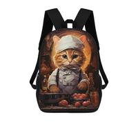sinyumoney 3D Printed Chef Cook Cat School Book Bags Fashion Kids Large Capacity Backpack Children School Bag Travel Rucksacks 17inch