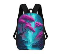 sinyumoney 3D Printed Cherry Blossom And Waterfa Children School Backpack Fashion Rucksack Casual Travel 17inch Backpacks Large Capacity Daypack for Boys Girls