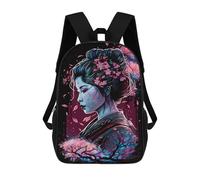 sinyumoney 3D Printed Cherry Blossom Geisha Portrait -1 School Backpack With Big Pockets for Kids, Children's Backpacks Book Bags Kids School Bag 17inch