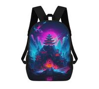 sinyumoney 3D Printed Cherry Blossom Japan Neon School Backpack With Big Pockets for Kids, Children's Backpacks Book Bags Kids School Bag 17inch