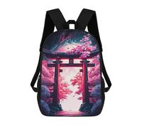 sinyumoney 3D Printed Cherry Blossoms Gate Children Backpacks Kids Cute School Backpack Outdoor Casual Daypack for Boys Middle School Students 17inch