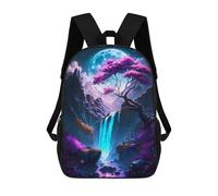 sinyumoney 3D Printed Cherry Blossoms Oasis School Bag Boys Girls Children's 17inch Backpack School Backpack Casual Fashion Backpack for in School Or Travel