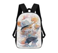 sinyumoney 3D Printed Chibi Fox Rapper Art Print Children's 17inch School Backpack for Kids High Capacity Travel Rucksacks Fashion Book Bags Kids School Bag