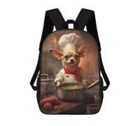 sinyumoney 3D Printed Chihuahua Chef Children Backpacks Kids Cute School Backpack Outdoor Casual Daypack for Boys Middle School Students 17inch