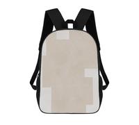 sinyumoney 3D Printed Children Abstract Beige Shapes Rucksacks Fashion Casual Daypack Cute Travel Bags Outdoor Casual Daypack for Boy And Girl 17inch