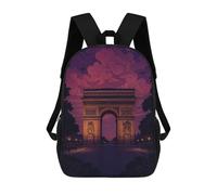 sinyumoney 3D Printed Children Arc De Triomphe at Dusk Rucksacks Fashion Casual Daypack Cute Travel Bags Outdoor Casual Daypack for Boy And Girl 17inch