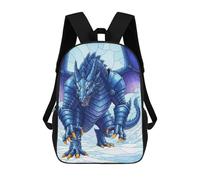 sinyumoney 3D Printed Children Armored Blue Dragon in Snowy Landscape Rucksacks Fashion Casual Daypack Cute Travel Bags Outdoor Casual Daypack for Boy And Girl 17inch