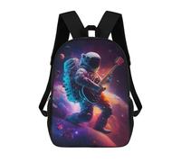 sinyumoney 3D Printed Children Astronaut Playing Guitar in Space -3 Rucksacks Fashion Casual Daypack Cute Travel Bags Outdoor Casual Daypack for Boy And Girl 17inch